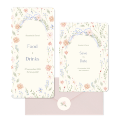 Romantische trouwset strik met aquarel bloemen