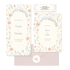 Romantische trouwset strik met aquarel bloemen