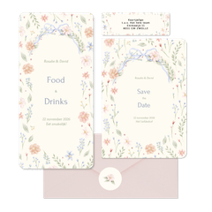 Romantische trouwset strik met aquarel bloemen