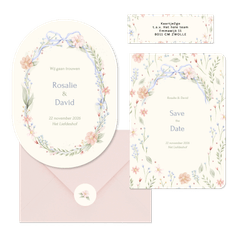 Romantische trouwset strik met aquarel bloemen