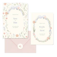 Romantische trouwset strik met aquarel bloemen