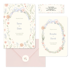 Romantische trouwset strik met aquarel bloemen