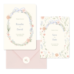Romantische trouwset strik met aquarel bloemen