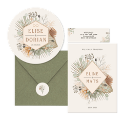 Trouwset bohemian met droogbloemen