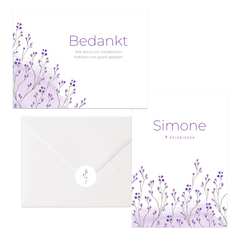 Rouwkaarten bloemen paars lavendel waterverf stijlvol