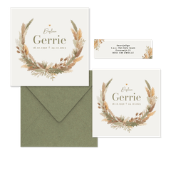 Rouwkaarten gedroogde takken bohemian groen beige