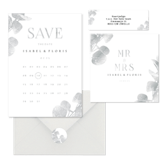 Trouwset met zilveren eucalyptustak 