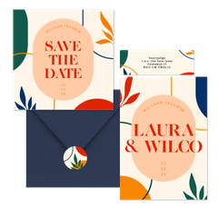 Kunstige trouwset met abstracte vormen