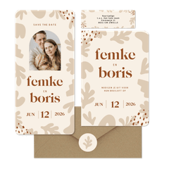 Trouwset beige met trendy abstracte vormen