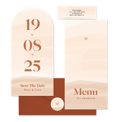 Waterverf trouwkaartenset in beige oranje tinten