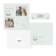 Trouwset minimalistisch groen waterverf takje