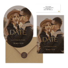 Trouwset simpel met foto en goudfolie