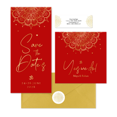 Set Hindoestaans rood mandala goud hartjes