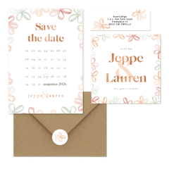 Trouwset met gekleurde waterverf bloemetjes