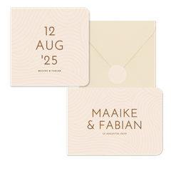 Moderne beige trouwset met golvende lijnen