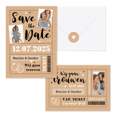 Trouwkaarten ticket kraftlook hip
