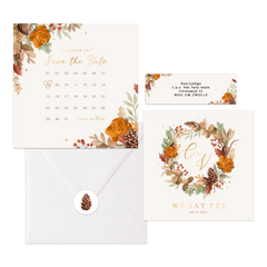 Herfst winter set bladeren bloemen goud