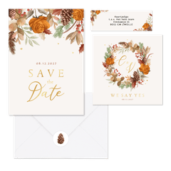 Herfst winter set bladeren bloemen goud