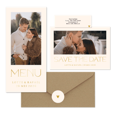 Simpele trouwset met foto en goudfolie