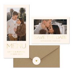 Simpele trouwset met foto en goudfolie