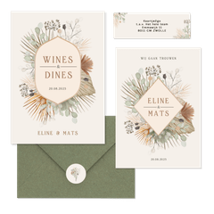 Trouwset bohemian met droogbloemen