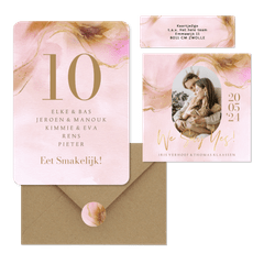 Stijlvolle trouwset warm watercolor met goud