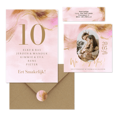 Stijlvolle trouwset warm watercolor met goud