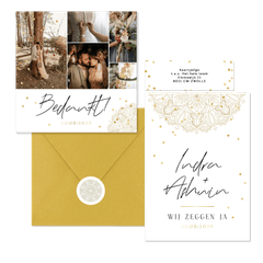 Trouwkaartenset illustratie mandala en hartje