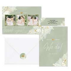 Trouwset groene waterverf en junglebladeren