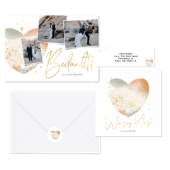 Trouwset met abstract hart van verfstroken