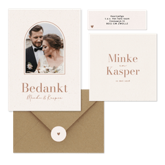 Minimalistische trouwkaartenset beige papiertextuur