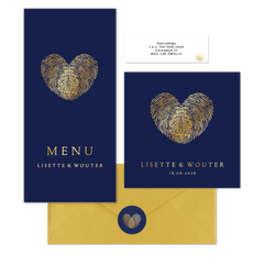 Trouwset met vingerafdrukken hartje in goud