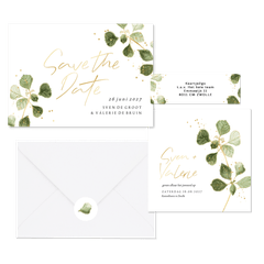 Trendy set geïllustreerde bladertak met goud