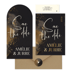 Stijlvolle trouwset donkergrijs waterverf goud handgeschreven