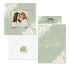 Trouwset groene waterverf en junglebladeren