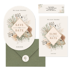 Bohemian trouwset met droogbloemen