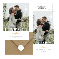 Trouwset stijlvol collage met letters, takje