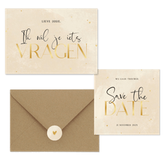 Trouwen steenlook beige gouden hartjes stipjes