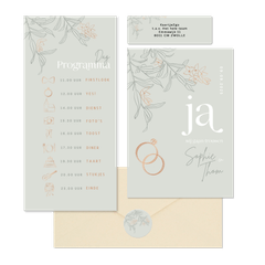 Trouwset groen met takjes en koper symbolen