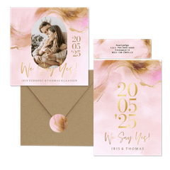 Stijlvolle trouwset warm watercolor met goud