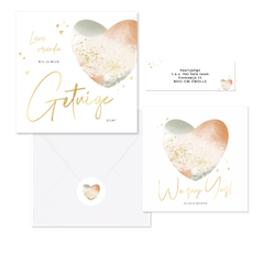 Trouwset met abstract hart van verfstroken