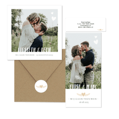 Trouwset stijlvol collage met letters, takje