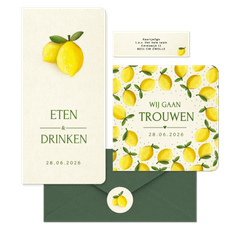 Trouwset zomer met citroen illustraties
