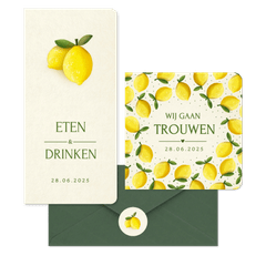 Trouwset zomer met citroen illustraties