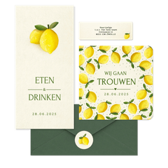 Trouwset zomer met citroen illustraties