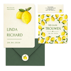 Trouwset zomer met citroen illustraties