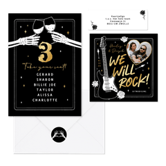 Trouwkaarten stoer Rock n Roll metal alternatief zwart