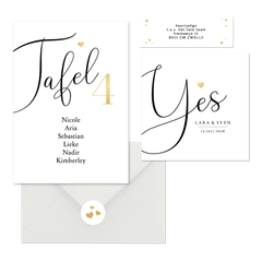 Trouwkaarten set stijlvol gouden hartje