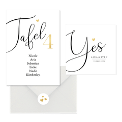 Trouwkaarten set stijlvol gouden hartje