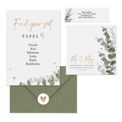 Botanische trouwset eucalyptus met goud